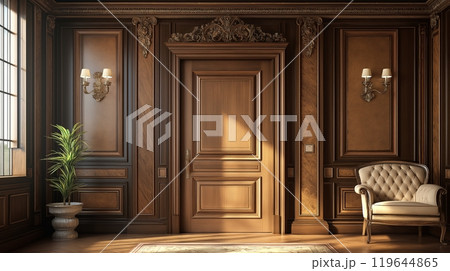 Classic luxury room wooden interior 119644865