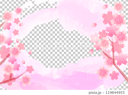 Watercolor cherry blossom and pink abstract frame Watercolor cherry blossom and pink abstract frame 119644955