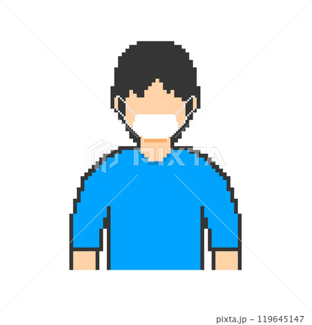 マスク男性_ドット絵_青い服 マスク男性_ドット絵_青い服 119645147