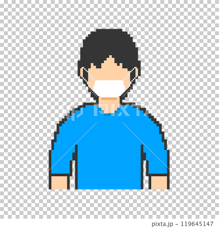 マスク男性_ドット絵_青い服 マスク男性_ドット絵_青い服 119645147