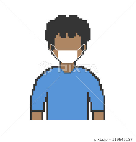 マスクの黒人男性_ドット絵(青い服) 119645157