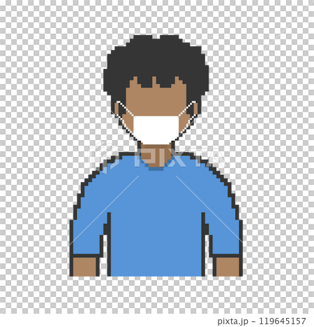 マスクの黒人男性_ドット絵(青い服) 119645157