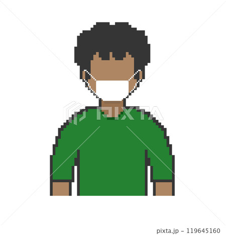 マスクの黒人男性_ドット絵(緑の服) マスクの黒人男性_ドット絵(緑の服) 119645160