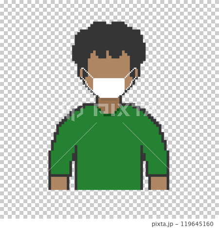 マスクの黒人男性_ドット絵(緑の服) マスクの黒人男性_ドット絵(緑の服) 119645160