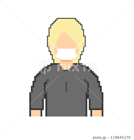 マスクの金髪女性_ドット絵(黒い服) 119645170