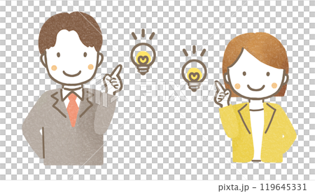 A man and woman in a suit who came up with a good idea (upper body) 119645331