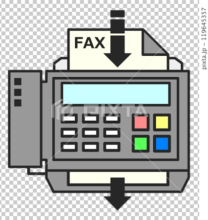文章を送信したりファックスを送付する電話機のイラスト 119645357