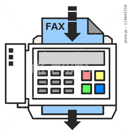 文章を送信したりファックスを送付する電話機のイラスト 119645358