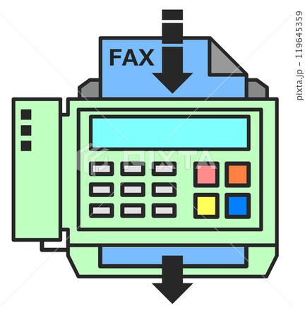 文章を送信したりファックスを送付する電話機のイラスト 119645359