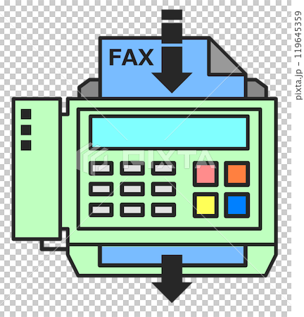 文章を送信したりファックスを送付する電話機のイラスト 119645359