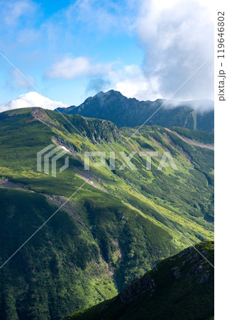 水晶岳(黒岳) 北アルプスの黒部五郎岳の登山 水晶岳(黒岳) 北アルプスの黒部五郎岳の登山 119646802