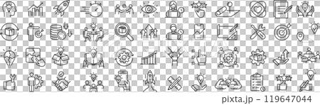 Vector monochrome set of line icons about innovation Vector monochrome set of line icons about innovation 119647044