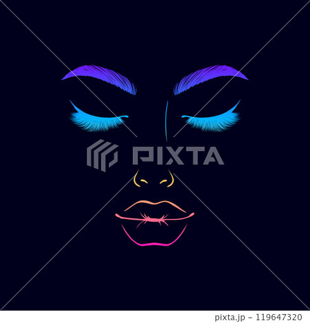 Female face with gradient colors  Female face with gradient colors  119647320
