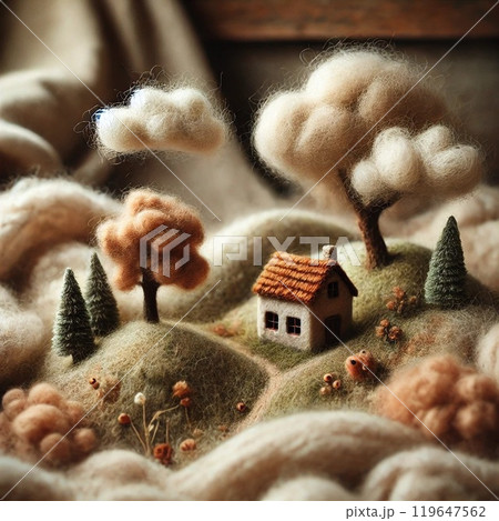 ドライフラワーと木の模型 119647562