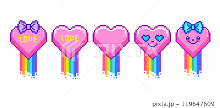 Set of hearts in pixel art style  119647609