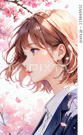 桜と女子高校生 119648932