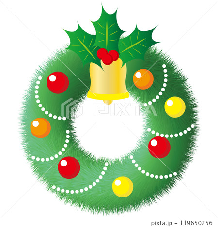 冬の定番!ベルとヒイラギのクリスマスリース 冬の定番!ベルとヒイラギのクリスマスリース 119650256
