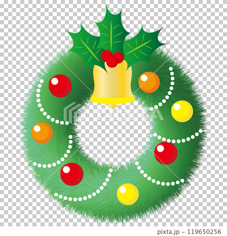 冬の定番!ベルとヒイラギのクリスマスリース 冬の定番!ベルとヒイラギのクリスマスリース 119650256