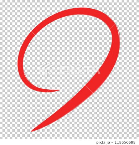 一個手繪的紅色圓圈，看起來像是用毛筆寫的。 119650699