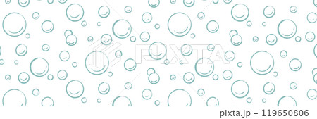 手書きの泡が散らばったシームレスパターン。細やかな気泡、スパークリングワインの発泡イメージ。 手書きの泡が散らばったシームレスパターン。細やかな気泡、スパークリングワインの発泡イメージ。 119650806