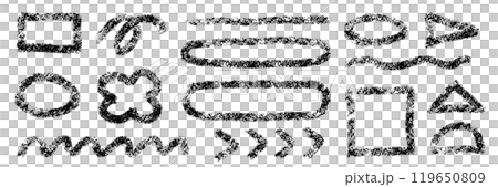 パステルやクレヨンで描いたような手書きの楕円や線のあしらいセット パステルやクレヨンで描いたような手書きの楕円や線のあしらいセット 119650809