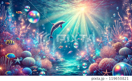 幻想的な海中のイルカ 幻想的な海中のイルカ 119650821