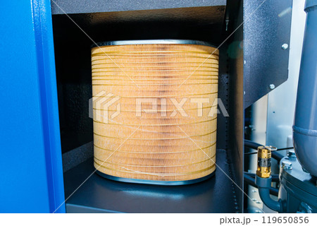 Industrial air filter cartridge replacing in hvac system Industrial air filter cartridge replacing in hvac system 119650856