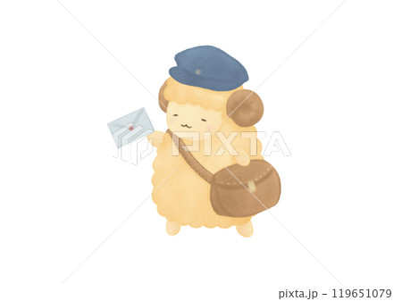 羊の郵便屋さんのイラスト 119651079
