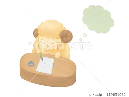 お手紙を書く羊のイラスト お手紙を書く羊のイラスト 119651082