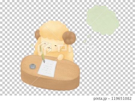 お手紙を書く羊のイラスト お手紙を書く羊のイラスト 119651082