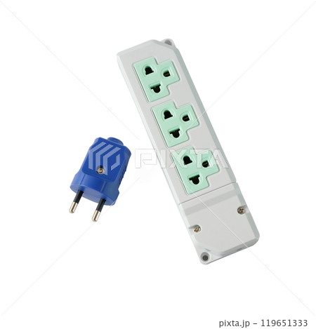 Electrical plug in outlet socket at home. 119651333