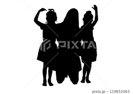 Three little girls silhouettes on a white background Three little girls silhouettes on a white background 119652063