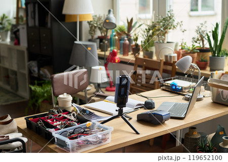 Workplace of owner of modern thrift shop Workplace of owner of modern thrift shop 119652100