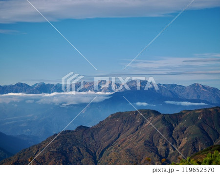 火打山山頂から眺める後立山連峰 119652370