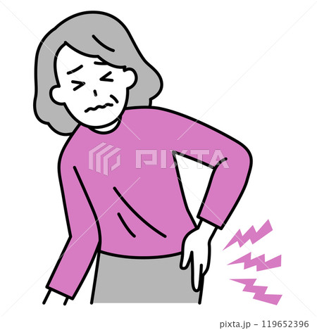 腰痛がつらい年配の女性 119652396