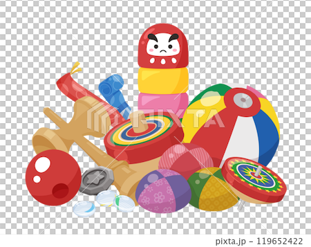 舊遊戲中使用的玩具插畫 119652422