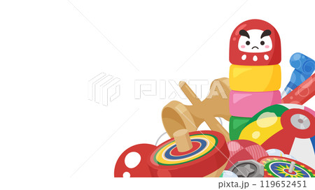 昔の遊びに使うおもちゃのフレーム_16:9 119652451