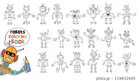 Paint all robots. Coloring book Paint all robots. Coloring book 119652695