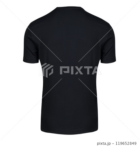 Plain Black T-Shirt Back View Isolated 119652849