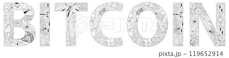 Word BITCOIN for coloring. Vector decorative zentangle object 119652914