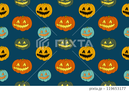 Seamless Halloween Pumpkin Pattern Seamless Halloween Pumpkin Pattern 119653177
