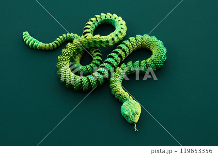Chinese New Year. Vibrant Green Snake on Dark Background Chinese New Year. Vibrant Green Snake on Dark Background 119653356