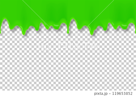 Green paint flowing and dripping. Abstract banner with shadow 119653852