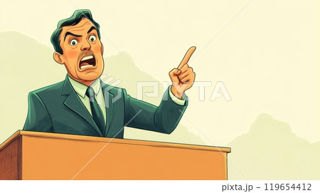 Angry businessman making a point during important speech 119654412