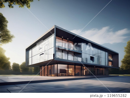 青空と近代的な会社のイメージ 119655282