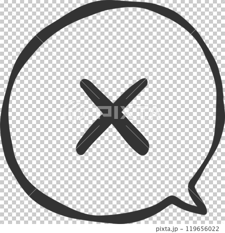 バツリアクション付きモノクロ線画吹き出しアイコン バツリアクション付きモノクロ線画吹き出しアイコン 119656022