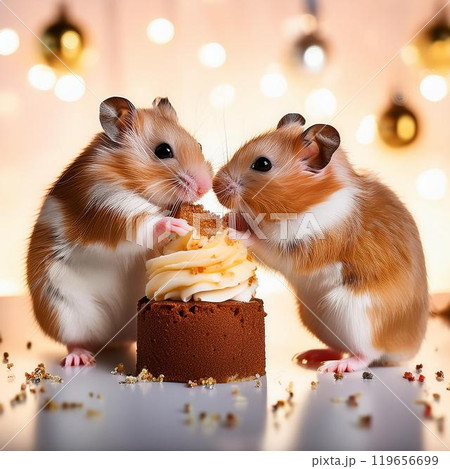 ケーキを食べるハムスター 119656699