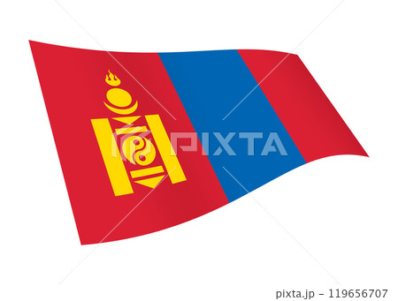 Mongolia waving flag with clipping path 119656707