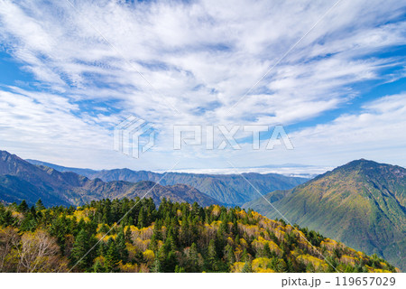 西穂高口駅展望台からの白山連峰方面（岐阜県高山市奥飛騨温泉郷） 119657029