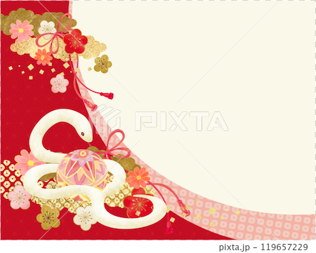 日式白蛇花圖案新年賀卡材料 日式白蛇花圖案新年賀卡材料 119657229